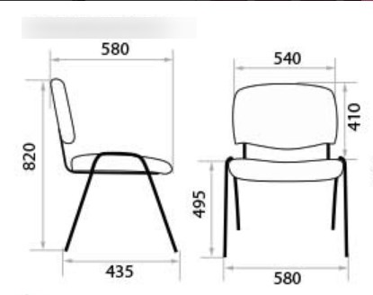 Офисный стул ISO ноги хром +черный кожзам в Сарапуле - изображение 1
