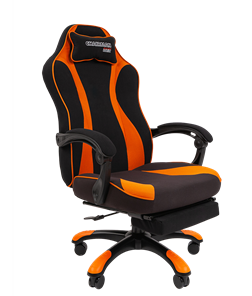 Игровое кресло CHAIRMAN GAME 35 с выдвижной подставкой для ног Ткань черная / Ткань оранжевая в Ижевске