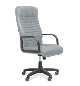 Офисное кресло для руководителя Атлант, экокожа премиум / светло-серая CN1132 в Сарапуле