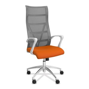 Кресло офисное Топ X белый каркас, сетка/ткань TW / серая/оранжевая в Ижевске