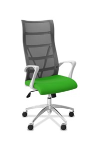 Кресло офисное Топ X белый каркас, сетка/ткань TW / серая/салатовая в Сарапуле