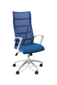 Кресло в офис Топ X белый каркас, сетка/ткань TW / синяя/голубая в Ижевске