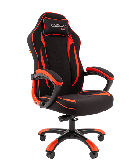 Кресло игровое CHAIRMAN GAME 28 Полиэстер комбинированная ткань красный/черный в Сарапуле - изображение 1
