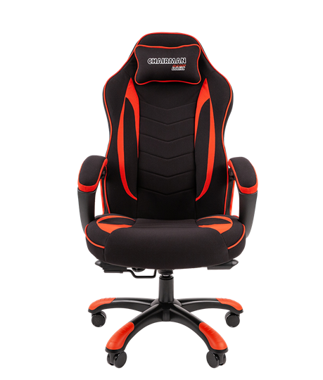 Кресло игровое CHAIRMAN GAME 28 Полиэстер комбинированная ткань красный/черный в Сарапуле - изображение 2