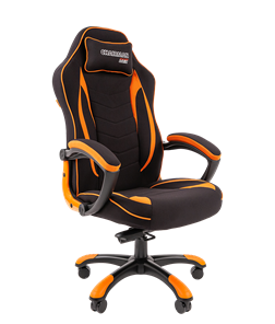 Кресло игровое CHAIRMAN GAME 28 Полиэстер комбинированная ткань оранжевый/черный в Сарапуле