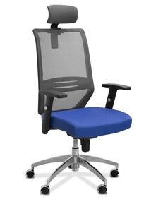 Кресло офисное Aero с подголовником, сетка/ткань TW / черная/ синяя в Глазове