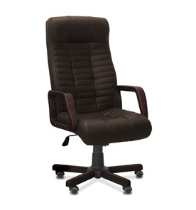 Офисное кресло Атлант W, экокожа премиум / тёмно-коричневая CN1113/ дерево - венге в Ижевске