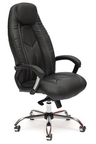 Кресло компьютерное BOSS Lux, кож/зам, черный/черный перфорированный, арт.9160 в Ижевске