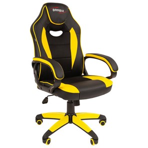 Офисное кресло BRABIX "Blaze GM-162", TW/экокожа, черное/желтое, 532579, 7083507 в Глазове