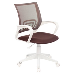 Офисное кресло BRABIX "Fly MG-396W", с подлокотниками, пластик белый, сетка, коричневое, 532398, MG-396W_532398 в Глазове
