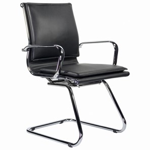 Кресло для приемных и переговорных BRABIX "Kayman CF-102", экокожа, хром, черное, 532572 в Глазове