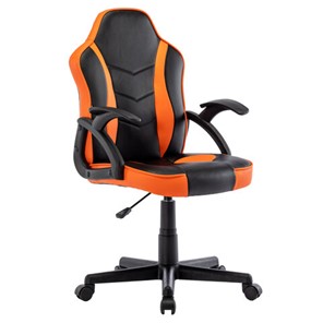 Офисное кресло BRABIX "Shark GM-203", экокожа, черное/оранжевое, 532513 в Глазове