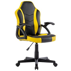 Кресло офисное BRABIX "Shark GM-203", экокожа, черное/желтое, 532514 в Глазове