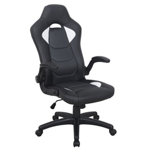 Офисное кресло BRABIX "Skill GM-005", откидные подлокотники, экокожа, черное/белое, 532493 в Глазове