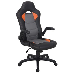 Офисное кресло BRABIX "Skill GM-005", откидные подлокотники, экокожа, черное/оранжевое, 532495 в Ижевске