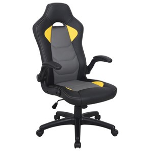 Офисное кресло BRABIX "Skill GM-005", откидные подлокотники, экокожа, черное/желтое, 532494 в Глазове