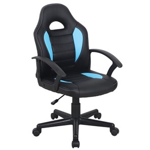Офисное кресло BRABIX "Spark GM-201", экокожа, черное/голубое, 532505 в Ижевске