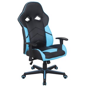 Офисное кресло BRABIX "Storm GM-006", регулируемые подлокотники, экокожа, черное/голубое, 532501 в Ижевске