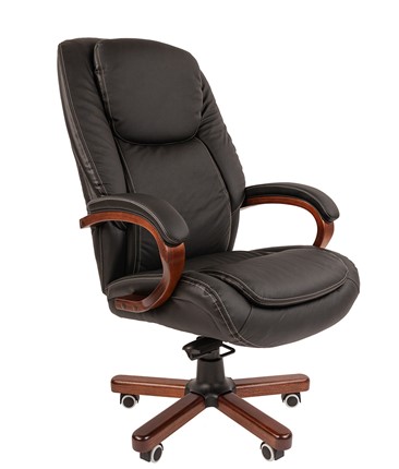 Компьютерное кресло CHAIRMAN 408 кожа черная в Глазове - изображение