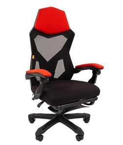 Компьютерное кресло CHAIRMAN 571 с подставкой для ног , сетчатый акрил / полиэстер черный/красный в Сарапуле