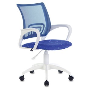 Кресло Brabix Fly MG-396W (с подлокотниками, пластик белый, сетка, темно-синее с рисунком "Space") 532405 в Сарапуле
