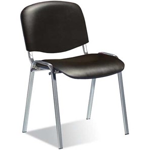 Офисный стул ДамОфис ISO ноги хром +черный кожзам в Сарапуле