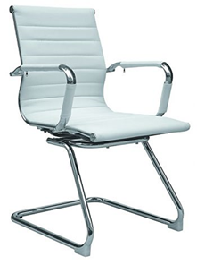 Офисное кресло ДамОфис B110 на полозьях, экокожа / хром, белый в Глазове