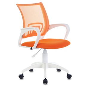 Кресло офисное Brabix Fly MG-396W (с подлокотниками, пластик белый, сетка, оранжевое) 532401 в Ижевске