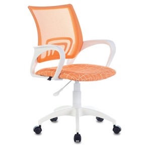 Компьютерное кресло Brabix Fly MG-396W (с подлокотниками, пластик белый, сетка, оранжевое с рисунком "Giraffe") 532402 в Ижевске