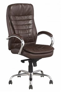 Кресло офисное ДамОфис J 9031-1 экокожа /хром, коричневый в Глазове