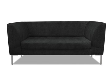 Офисный диван мягкий Сиеста 2-местный, ткань Сахара / черная С49 в Ижевске