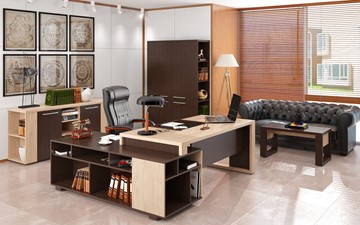 Кабинет руководителя ALTO с высоким шкафом для одежды, низким для документов и журнальным столиком в Сарапуле