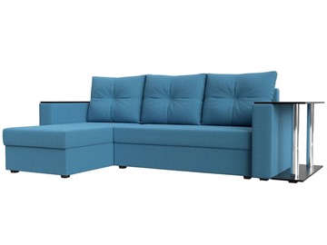 Угловой диван с оттоманкой Атланта Лайт, Амур голубой (микровельвет) в Сарапуле