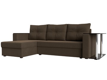 Угловой диван с оттоманкой Атланта Лайт, Коричневый (рогожка) в Сарапуле