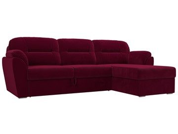 Угловой раскладной диван Бостон, Бордовый (микровельвет) в Сарапуле