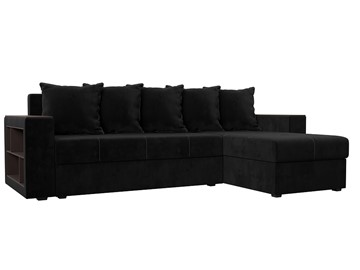 Угловой диван с оттоманкой Дубай Лайт, Черный (велюр) в Сарапуле