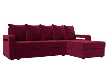 Угловой диван с оттоманкой Гермес Лайт, Бордовый (Микровельвет) в Глазове