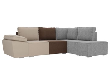 Угловой диван для гостиной Хавьер, Бежевый/Коричневый/Серый (рогожка) в Сарапуле