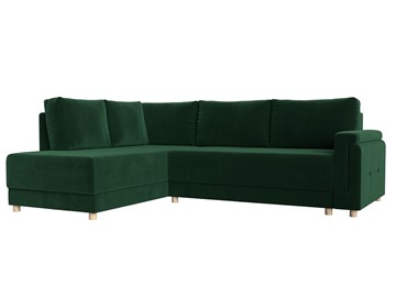 Угловой раскладной диван Лига-024, Зеленый (Велюр) в Сарапуле