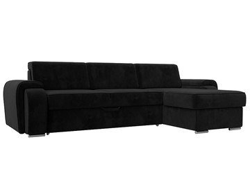Угловой раскладной диван Лига-025, Черный (Велюр) в Сарапуле