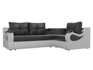 Угловой диван для гостиной Митчелл, Черный/Белый (экокожа) в Сарапуле