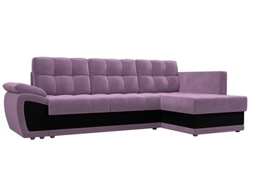 Угловой диван для гостиной Нэстор прайм, Сиреневый/Черный (микровельвет) в Сарапуле