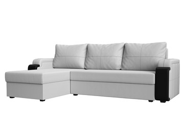 Угловой диван с оттоманкой Николь лайт, Белый/Черный (экокожа) в Сарапуле