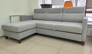 Угловой диван с оттоманкой Марсель Luma 13 серый велюр в Сарапуле