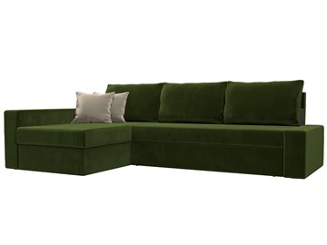 Угловой диван для гостиной Версаль, Зеленый/Бежевый (микровельвет) в Сарапуле