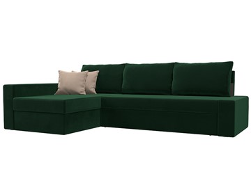 Угловой диван для гостиной Версаль, Зеленый/Бежевый (велюр) в Сарапуле