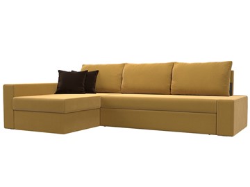 Угловой раскладной диван Версаль, Желтый/Коричневый (микровельвет) в Сарапуле
