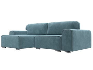 Угловой диван с оттоманкой Лига-029, Бирюзовый (Велюр) в Глазове