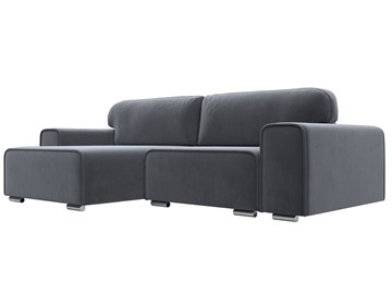 Угловой диван с оттоманкой Лига-029, Серый (Велюр) в Глазове
