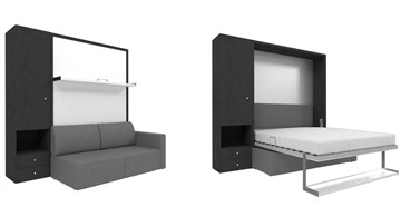 Подъемная кровать Кровать-трансформер Smart (ШЛ+КД 1400), шкаф левый, правый подлокотник в Ижевске